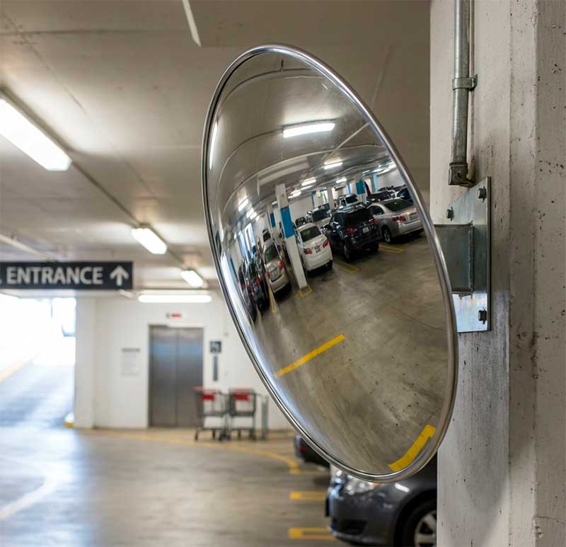 Dorso y brazo articulado metálico para instalación de espejo convexo en muro